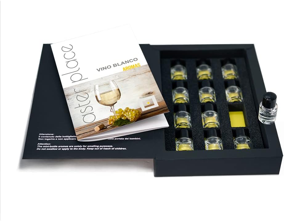 TASTERPLACE Set de aromas de vino blanco - versión en español - para sommeliers - para amantes del vino - herramienta de degustación