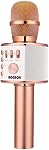 BONAOK Microphone sans fil Bluetooth Karaoke,3-in-1 Instrument portable Microphone sans fil Mic Haut-parleur Accueil Fête Anniversaire pour tous les Smartphones (Pinkcolor)