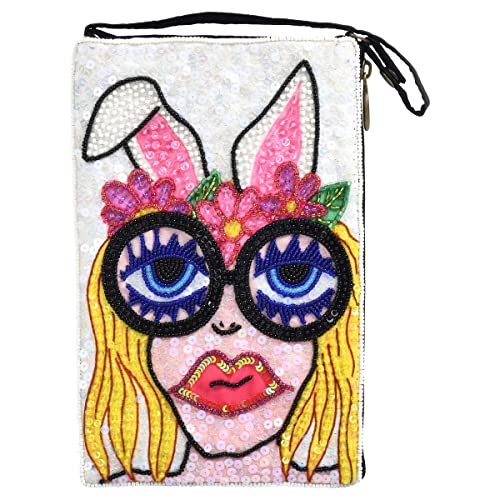 Bamboo Trading Bunny By Sarah Walters Women Club Wristlet Handbag, 7.5-Inch Height, Travel Accessory #TOP4