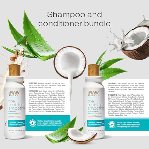Raw Sugar Moisture Smoothie Shampoo and Conditioner with Coconut Oil, Agave, & Sweet Almond Milk, Hydrates & Nourishes Dry Hair, Formulated without Sulfates + Parabens - Thumbnail 7