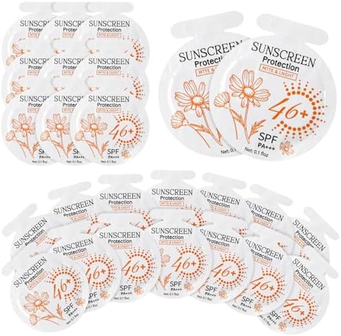 50 Pcs Mini Sunscreen Packets Travel Size, SPF 46+ Bulk
