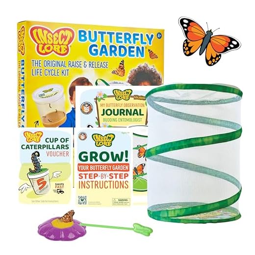 Insect Lore Raise and Release Butterfly Garden Kit – Caterpillar Habitat with redeemable Voucher – STEM-accredited Butterfly Growing Kit for Kids, Classrooms, and Homeschool Learning