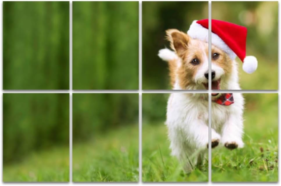 Art Acoustic Panels, Happy smiling christmas santa pet dog puppy running Acoustical Soundproof Wall Panel with Self-Adhesive Decorative Sound Absorbing Panel Acoustic Treatment