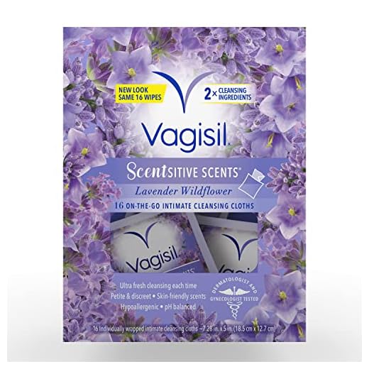 Vagisil Scentsitive Scents On-The-Go Feminine Cleansing Wipes, pH Balanced, Lavender Wildflower, Individually Wrapped, 16 Count (Pack of 1)