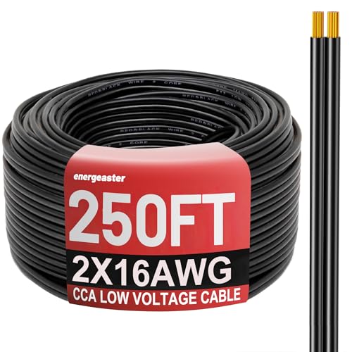 Energeaster 250FT 16 Gauge Low Voltage Landscape Wire 2 Conductors Low-Voltage Wire Hookup LED Lighting Strips Flexible Cable Copper Clad Aluminum(16AWG 250FT)