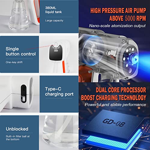 Handheld Induction Nano Fogger Machine，Sanitizer Spray Machine, Electrostatic Sprayer， Electrostatic Atomizer Sprayer，Cordless Nano Steam For Home Office Garden Use (White) #TOP4