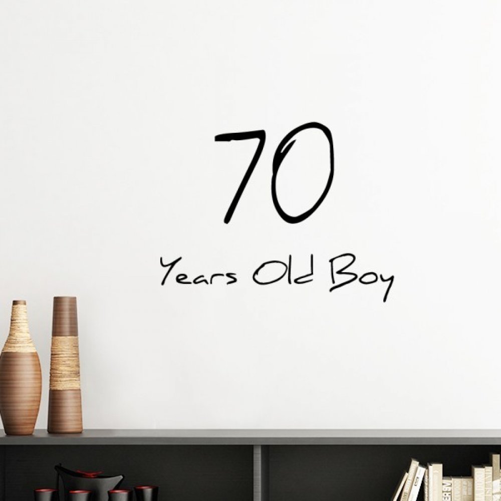 Sticker mural silhouette garçon 70 ans jaune clair 40cm pour décoration