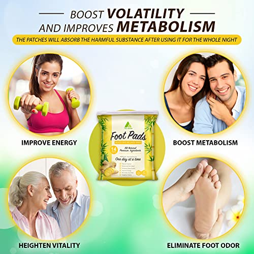 Ginger Foot Pads, 14 Pads - Improves Sleep Quality, Relieves Stress And Fatigue, Boosts Energy, Safe And Easy To Use, Highly Effective, Remove Odor Suitable For Everyday Use #TOP3