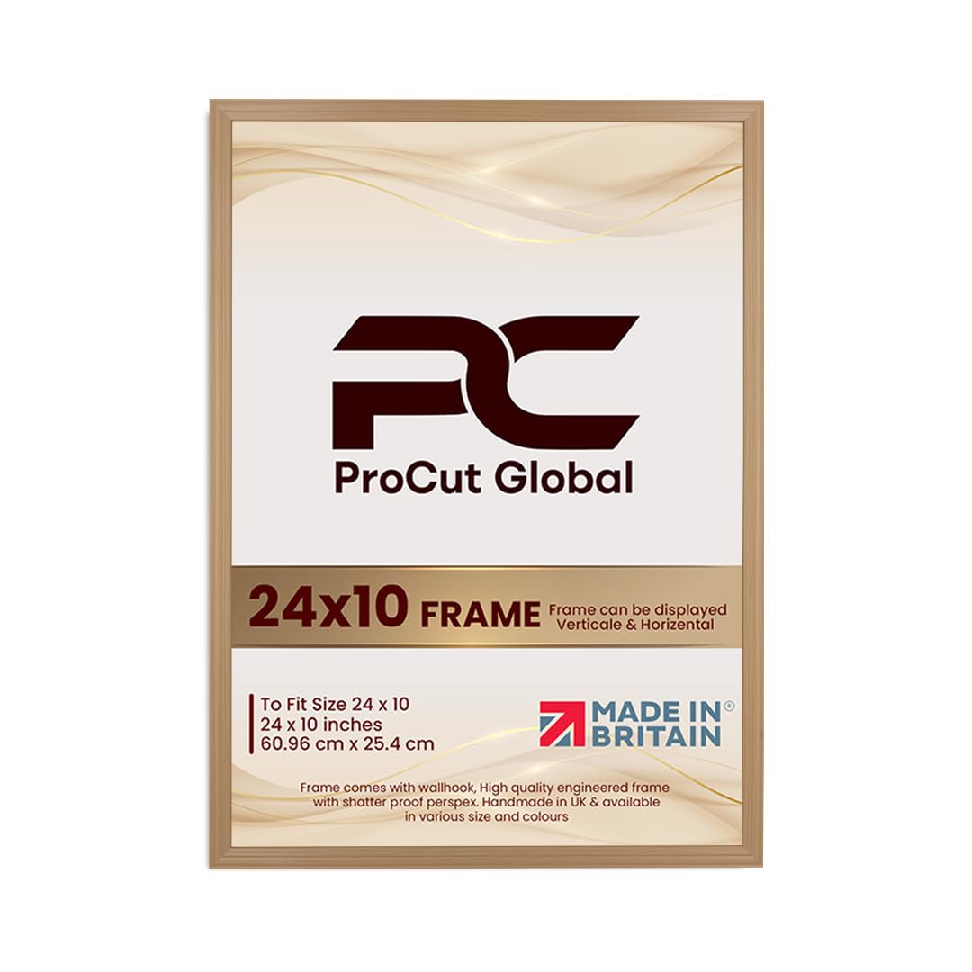Procut Global 24x10 Country Pine Picture Frames - Classic Wooden Photo Frame with Shatterproof Perspex for Wall or Tabletop - Perfect for Posters, Certificates & Prints - Sizes & Colors Available