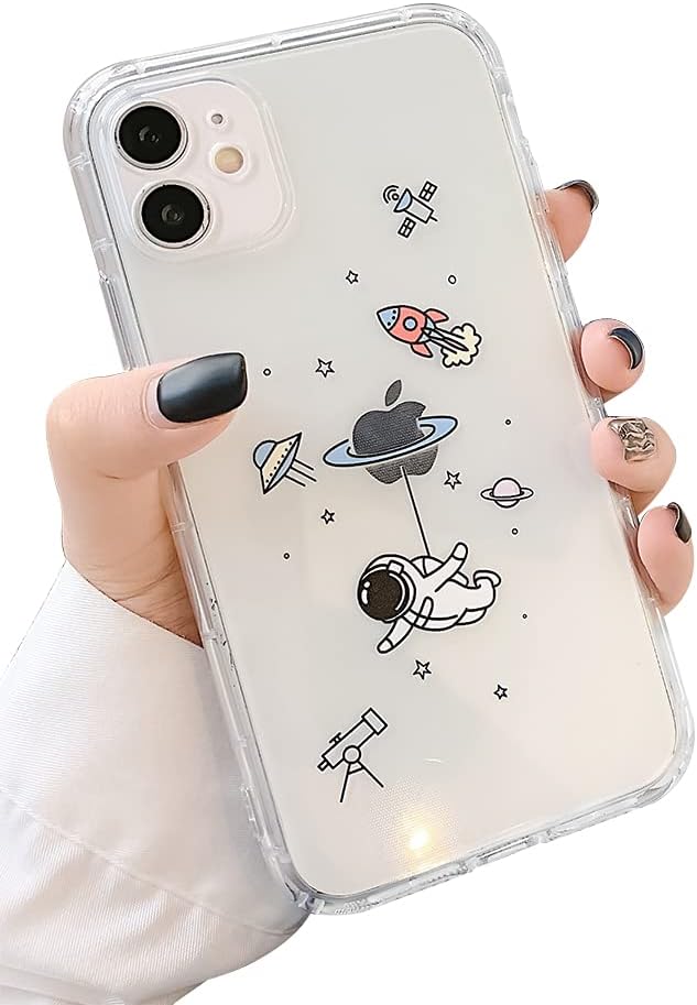 Ownest Compatible with iPhone 11 Case for Clear Creative Astronaut Cute Cartoon Pattern Soft TPU Protective Slim Shockproof Case for iPhone 11-Fly
