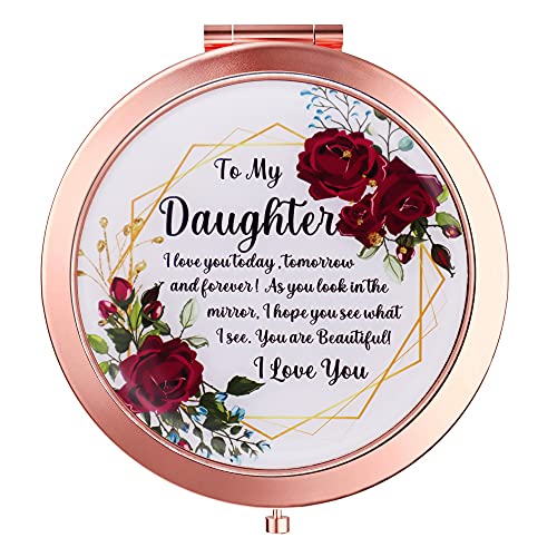 to My Daughter Rose Gold Compact Mirror Gift for Daughter from Mom and Dad on Wedding Day, Daughter Gifts for Graduation Birthday Christmas