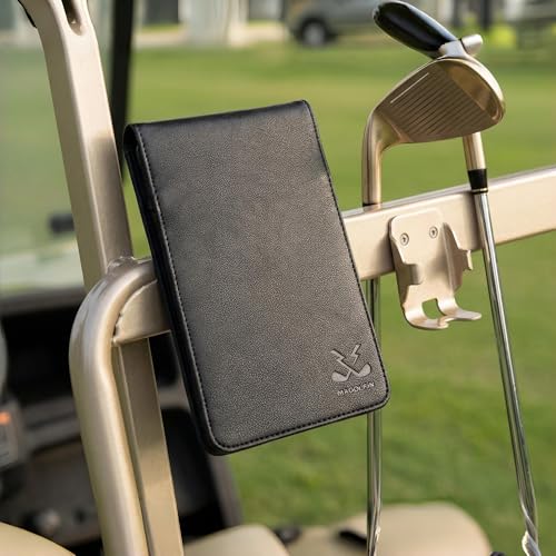Magnetic Golf Scorecard Holder, Premium Leather Golf Yardage Book, Fits