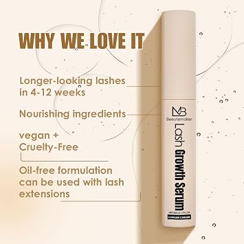 Eyelash Growth Serum 0.17 Fl. Oz./5mlEyelash Growth Serum with Advanced Formula to Boost Longer Fuller and Thicker Looking Lashes - Vegan & Cruelty-Free for Sensitive Eyes