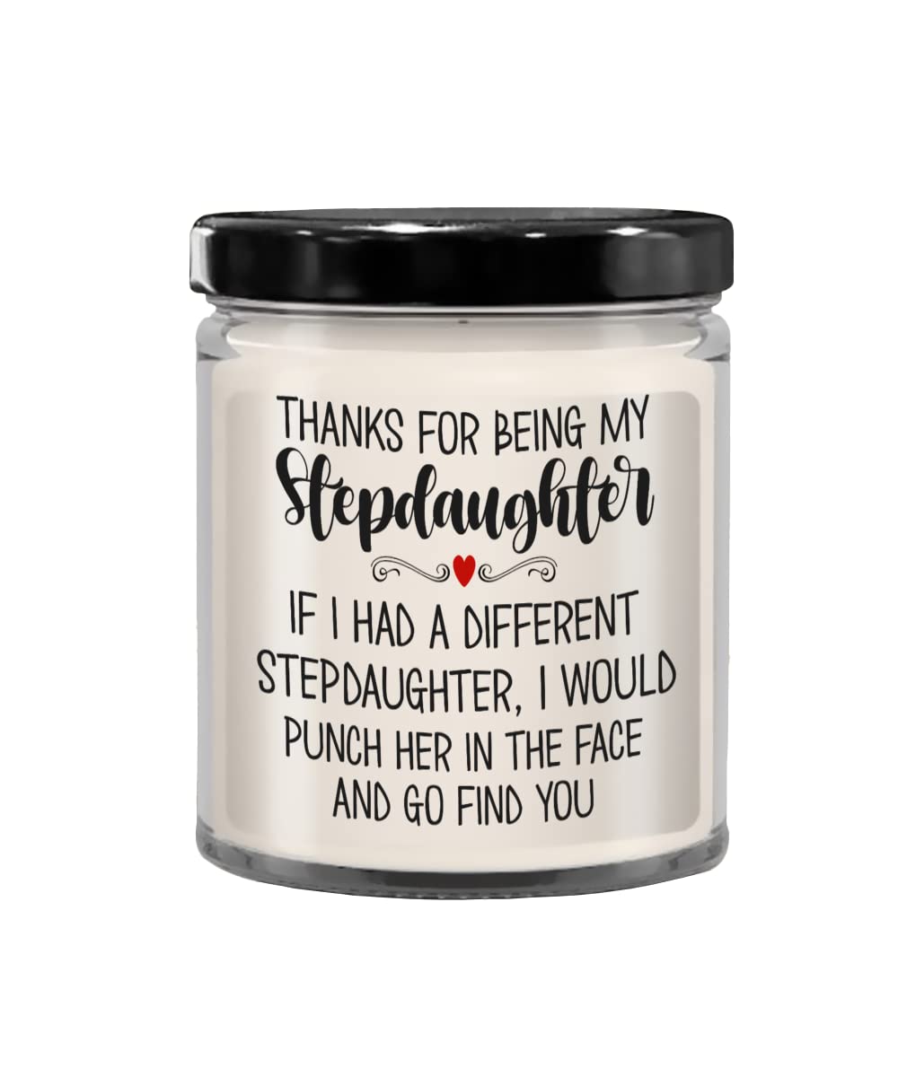 Thanks for being My Stepdaughter Candle for Step Daughter from Stepmom Stepdad Gag Jokes Christmas Birthday Graduation Keepsake for Teen Girls 9 Oz. V