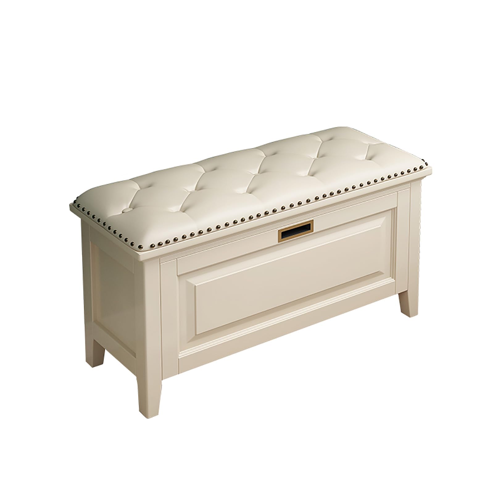 MYUYEE Entryway Shoe Storage Bench With Seat Cushion - Solid Wood Orga Cabinet For Closet Hallway, Flip Drawers, Free Standing Shoe Rack(White-100X35X45Cm)