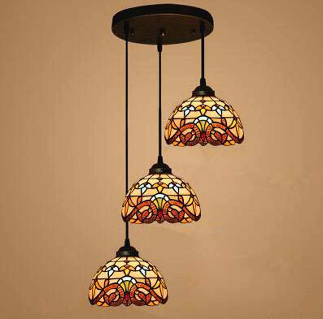METTEOR Tiffany Style Chandeliers Pendant Hanging Light With 8 Inch Shade For Dining Room And Living Room (E4)
