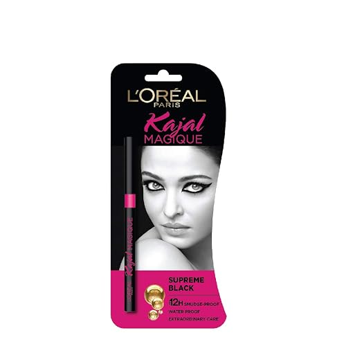 L'OrΓ©al Paris Kajal, Waterproof Eyeliner, 14 Hours of Smudge-Proof Wear, With Vitamin E, Cocoa Butter, Olive Oil Esters and Vitamin C, Magique, Colour: Supreme Black. 0.35g