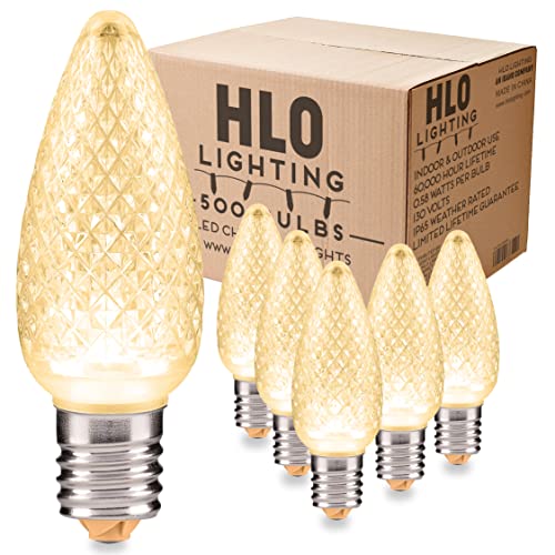 HLO Lighting Set of 500 Sun Warm White C9 Faceted LED Christmas Light Bulbs for Indoor & Outdoor Use | Durable Replacement Bulb