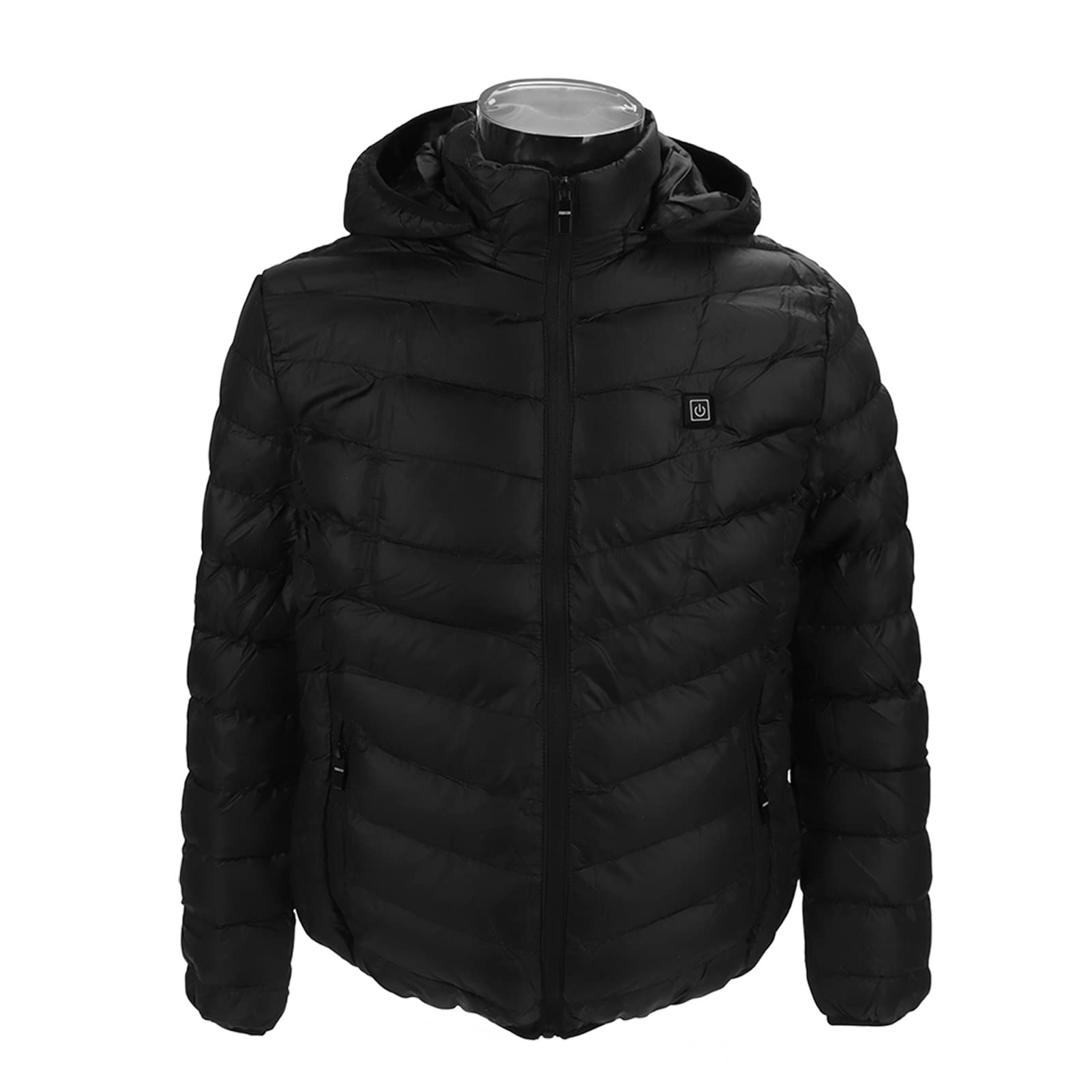 Abrigo de Calefacción Eléctrica Chaqueta Térmica Inteligente Termostático Negro con Capucha para Hombres y Mujeres