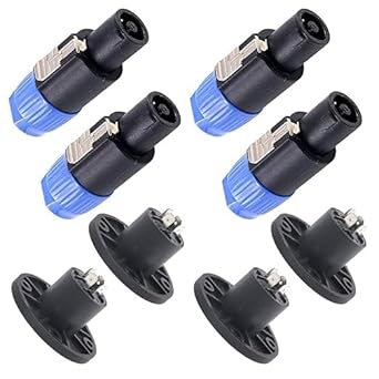 SP Electron Speakon Cable Amplifier Connector, 4 Male Plug + 4 Female Socket Audio Speaker Plug Twist Lock 4 Pole Speakon Plug (Speakon 4 Male+4 Female)