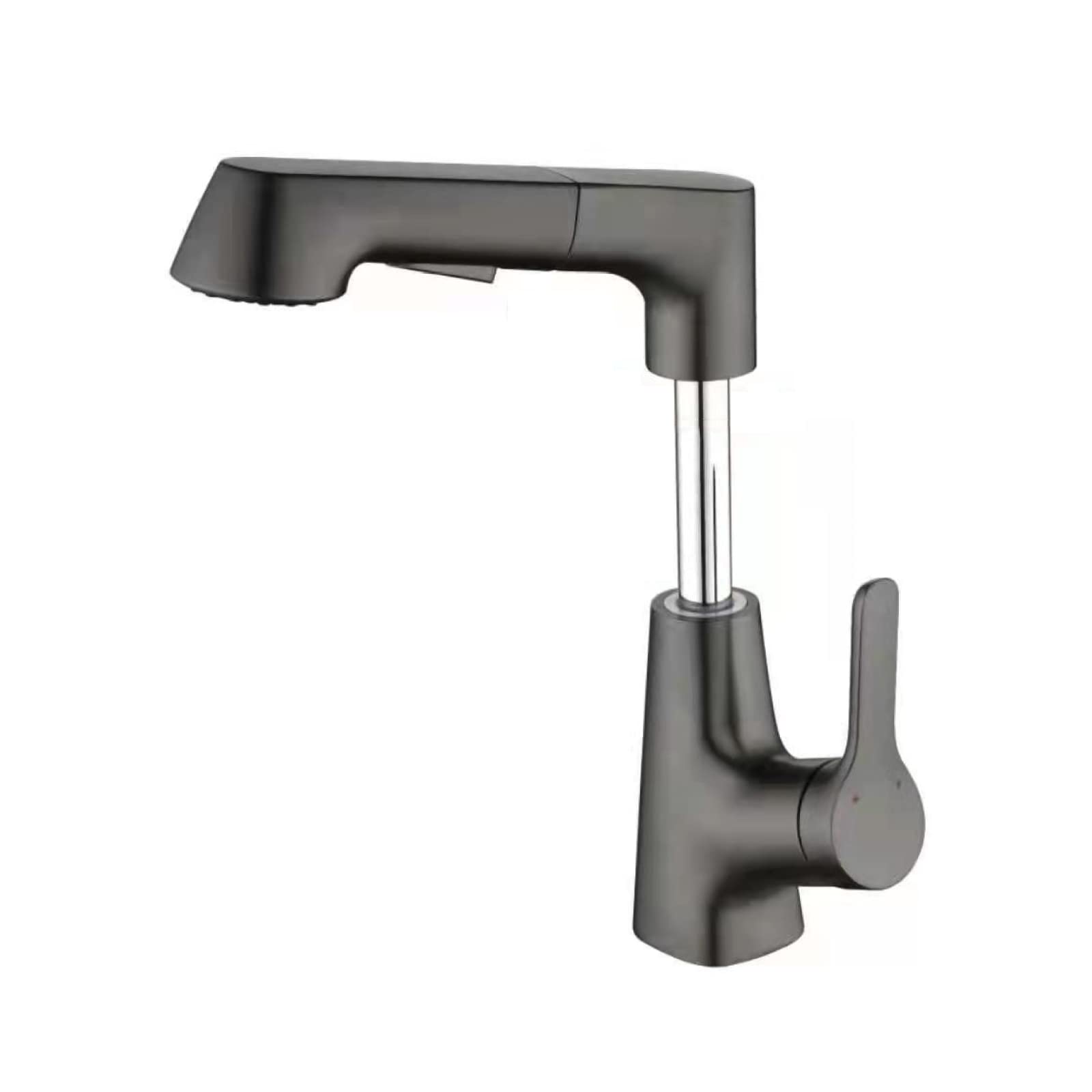 Nvsfzgiyg Gun Grey Bathroom Sink Faucet With Pull Out Sprayer Dual Mode Mixer Tap For Hot And Cold Water Liftable Single Handle Lavatory Down Hole Basin,Black(Gun Grey)