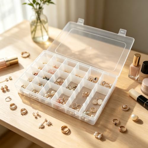 Image of Guyuyii 6 Pcs Clear Plastic Organizer Box with Adjustable Dividers, 36 Grid Small Storage Case, Transparent Craft Organizer Container for Beads, Jewelry, Screws, Fishing Tackle, Art Supplies, Hardware