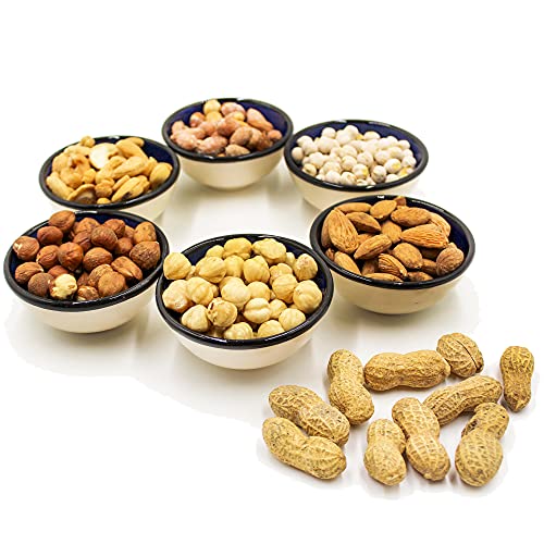 Cute Handmade Decorative Design Turkish Ceramic Snack Bowls - Different Set Of 6 Models - Handcrafted Pinch Multicolor Finger Small Serving Bowls - Boxed Best Gift Idea (Mix1) #TOP5