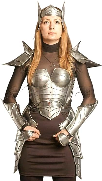 Medieval Woman Costume Lady Armor Suit Steel Knight Worrier Armor