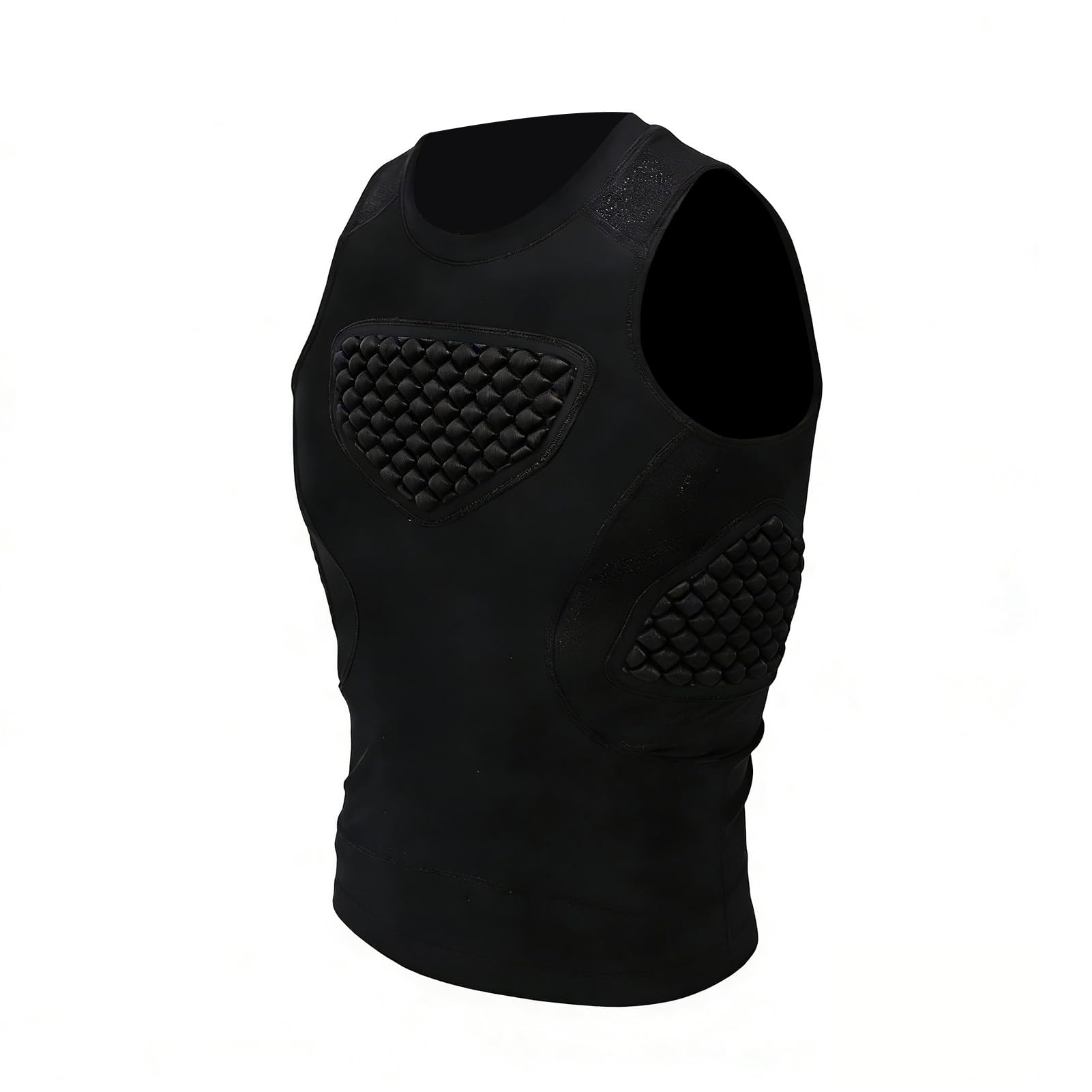 Generic Chaleco Protector De Béisbol Juvenil Protector De Corazón De Compresión Acolchado para Lacrosse De Fútbol - Poliéster Negro