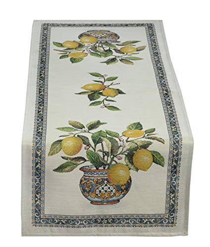 Provencestoffe.com Bezaubernde Gobelin-Tischläufer, mit Zitronen, Lima, elegant und stilvoll (38 x...