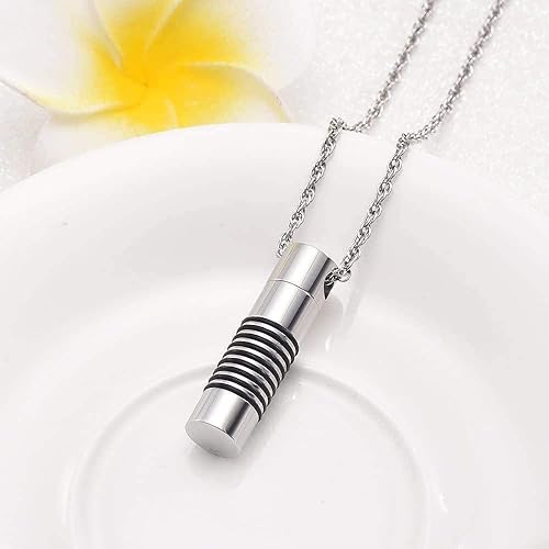 Miniatura 7 de Urnas para Perros Humen Cilindro de Cenizas para Mascotas Collar de Cremación Tubo de Acero Inoxidable Soporte Hueco Joyería de Recuerdo 12-4