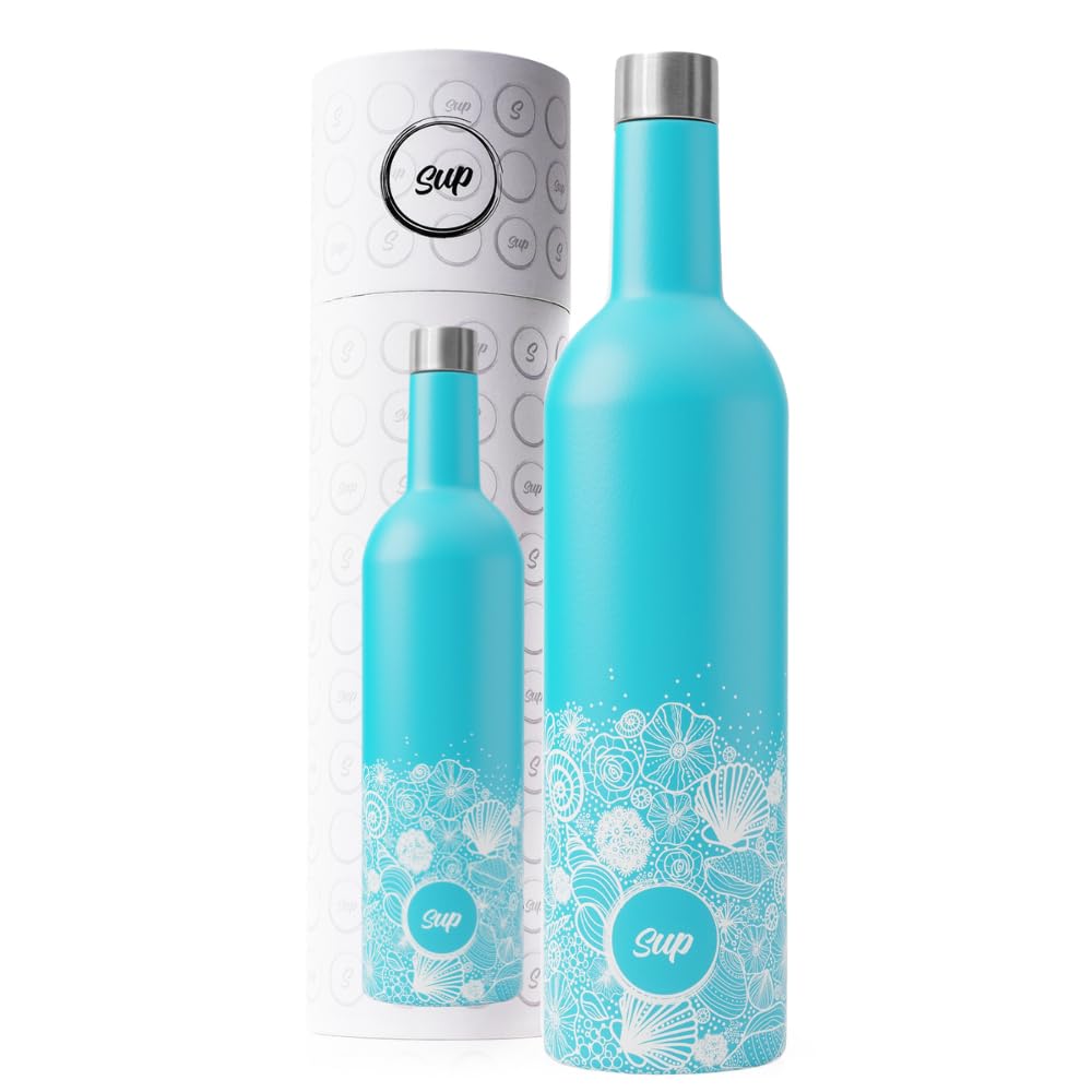 SUP Isolierter Weinflaschenkühler Edelstahl Weinkühler für Weinflaschen Hält Rosé 24 Stunden Kalt oder Glühwein 12 Stunden Heiß 750ml 75cl Weinflasche Muscheln (Muscheln)