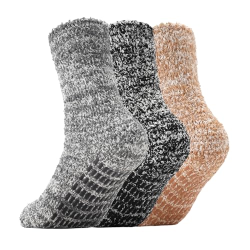 Image of Breslatte Ultra Thick Calf Fuzzy Slipper Socks for Women Non Slip Winter Warm Socks Womens Gifts