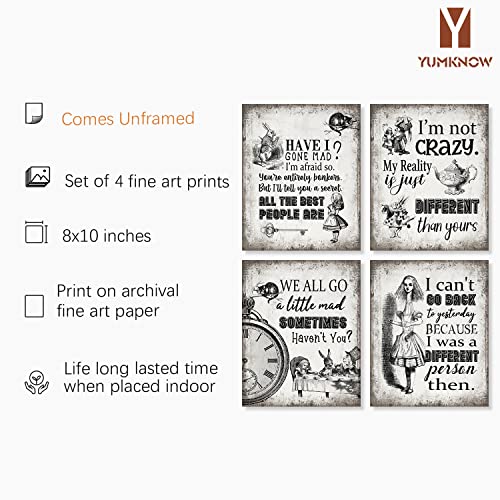 Alice Inspirational Saying Quotes Poster Prints Room Decor - Alice In Wonderland Wall Art Decor, Motivational Wall Art For Alice Fans, Self Affirmation Gift For Women Teen Girl Cheshire Cat Mad Hatter #TOP1