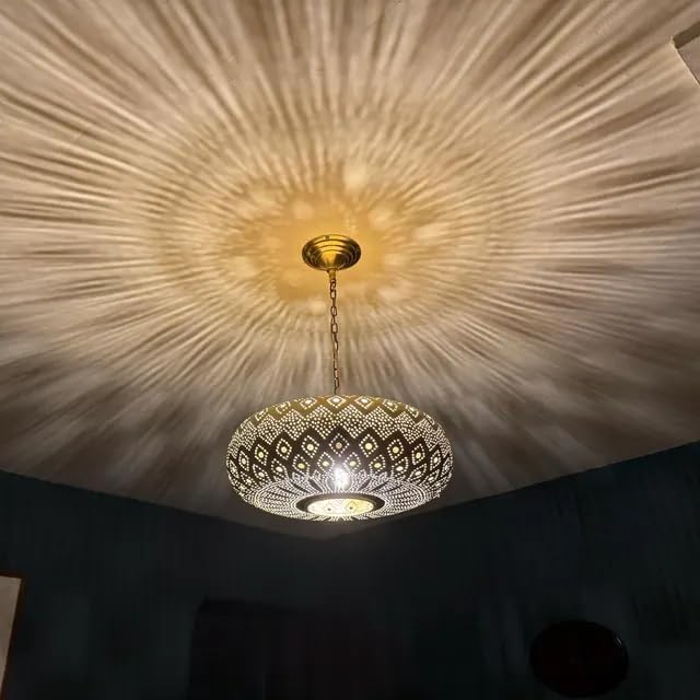 Miniatura 3 de Lámpara de techo marroquí de latón, lámpara colgante marroquí simple  colgante marroquí, lámpara de techo moderna de latón (18 pulgadas, bronce)
