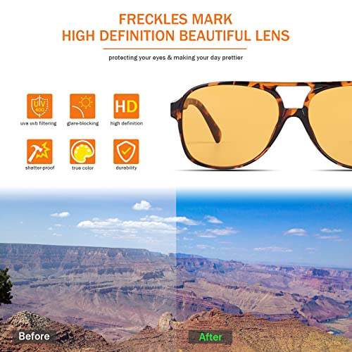 Image of Freckles Mark Vintage Retro 70s Sunglasses for Women Men Classic Large Square Aviator Trendy Glasses