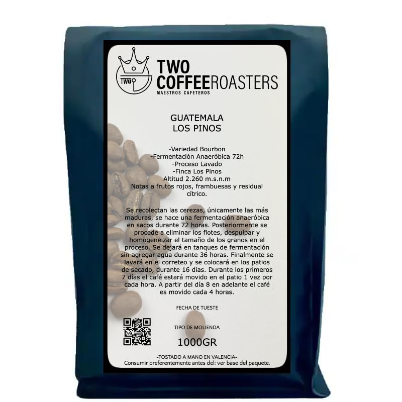 Twocoffee Café en Grano de Especialidad 1kg | Origen Guatemala | 100% Arábica | Specialty Coffee 90 puntos SCA | Tueste Natural y Artesano | Finca Los Pinos