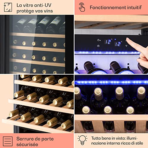 Klarstein Vinsider 89 Built In Trio Cave à vin encastrable 5 18°C panneau de commande tactile clayettes en bois - vue 6