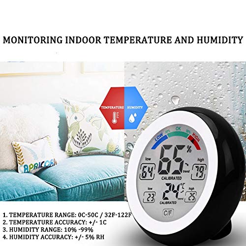 Thermomètre Hygromètre Électronique Sans Fil Meichoon - Écran Tactile Rond LCD - Pour Intérieur Et Extérieur - Vert