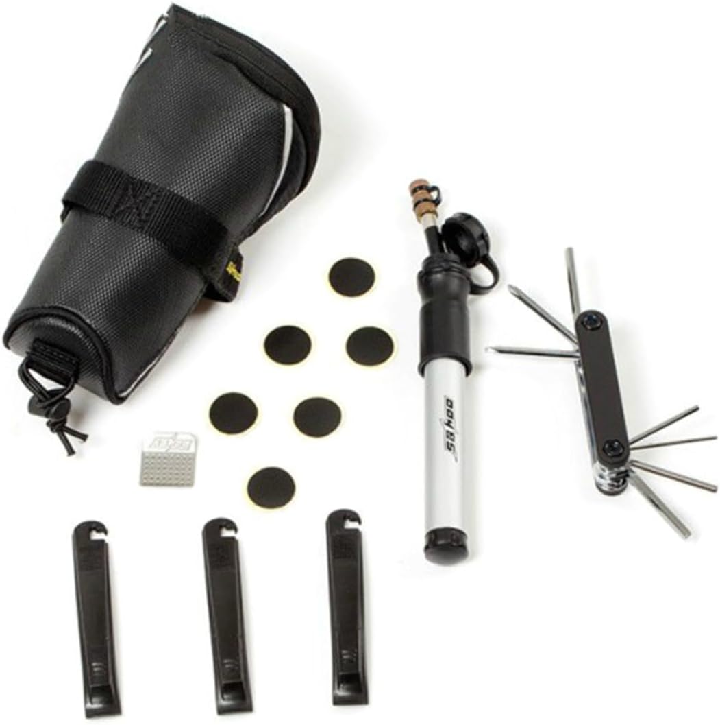 Home Tool Kit for Bike Repair Maintenance Set Tire Patch Kit Bike Saddle Bag Mini Pump Inflator Crowbar Chain Splitter for Camping Daily Use