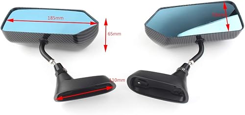 Miniatura 4 de GZYF Espejo retrovisor lateral universal estilo F1 para coche, espejos de ala azul con soportes de metal, aspecto de fibra de carbono Carbon Fiber