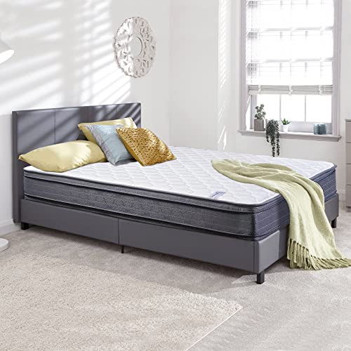 Treaton, 12-Inch Doubled Sided Medium Plush Hybrid Euro Top Foam Encased innerspring Mattress/Improves Sleep by Reducing Back Pain,Queen, White