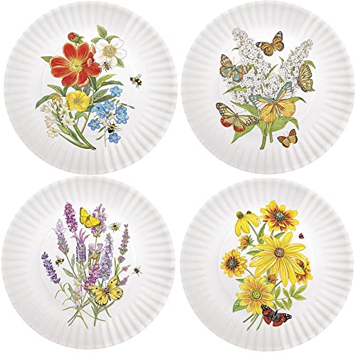 Mary Lake-Thompson Summer Flowers 9" Melamine Dinner Plates, Set Of 4 #TOP18