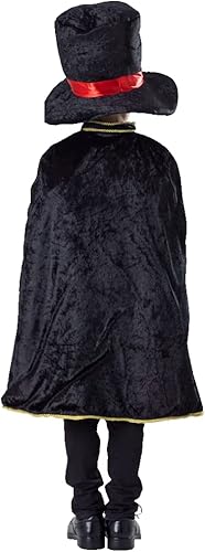 Vista 3 de Dress Up America Disfraz de mago para niños, capa de mago, sombrero y varita, disfraz mágico para niños y niñas