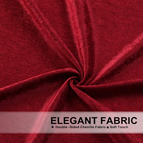 Elkca Burgundy Red Valance For Festival Holiday Thick Chenille Window Curtains Valance For Living Room,Rod Pocket (W79Inch,1 Panel) #TOP3