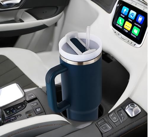 Miniatura 4 de SEDBRÖS Vaso de acero inoxidable de 40 onzas con asa y pajita, taza de café de viaje con tapa, taza reutilizable aislada con tapa y pajita, vaso