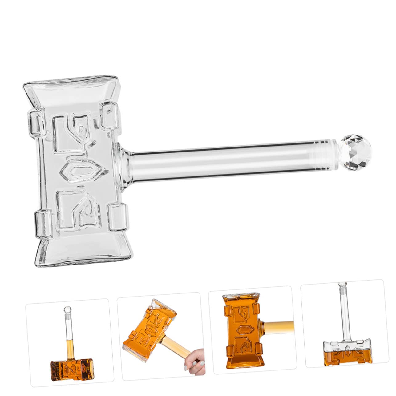 Dispensador de Vino Tapón Acrílico y Silicona Diseño Creativo de 400ml de Vidrio Borosilicato en Forma de Martillo y Almacenamiento Fácil para Bar