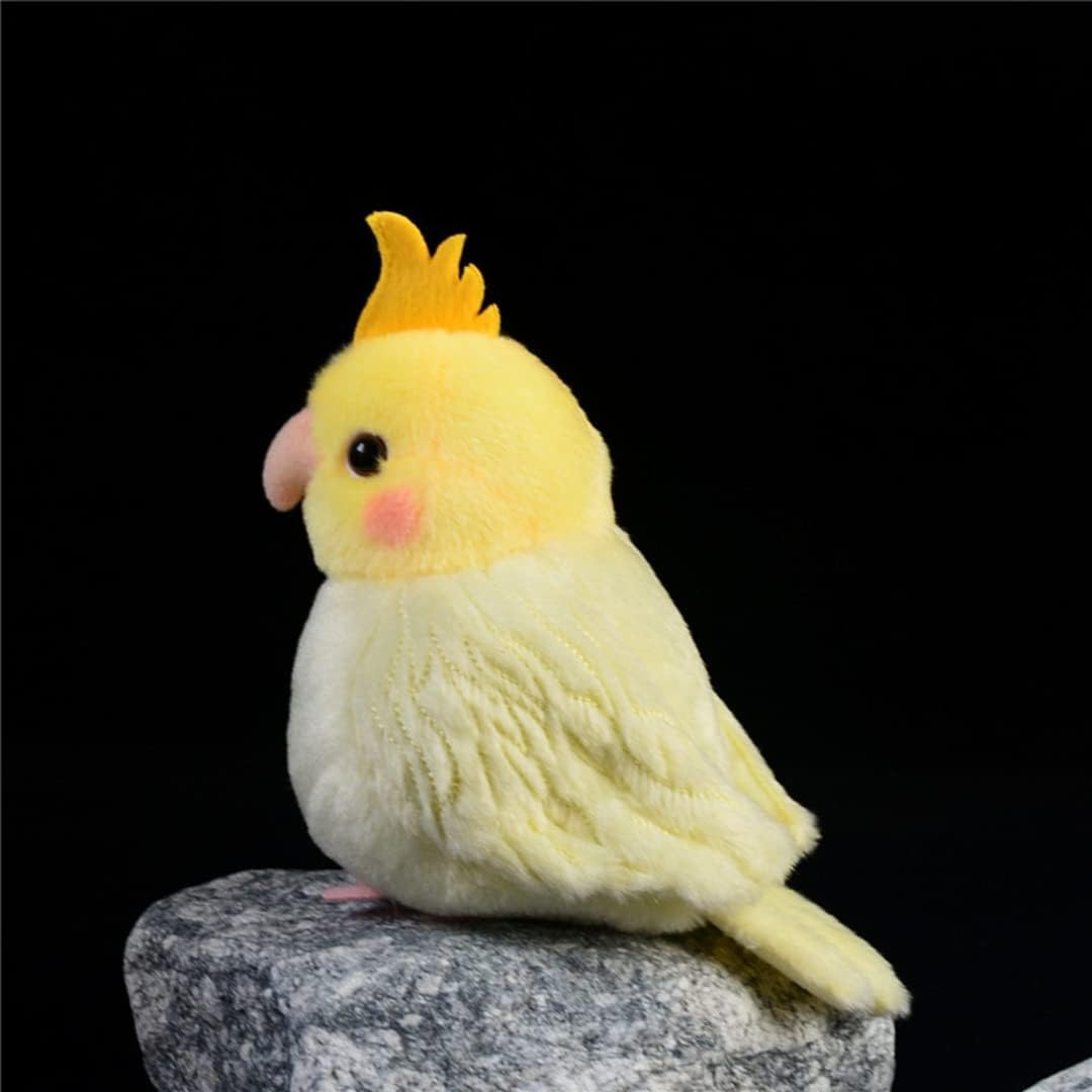 2pcs Realistic Cockatiel Parrot Bird Plush - 5'' Cute Yellow and Gray Cockatiel Stuffed Animal, Kawaii Soft Stuffed Little Bird Plushie Doll