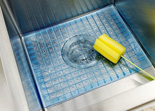 Waroom Home Sink Mat Set of 2, PVC Eco-friendly Kitchen Sink Protector Mat Pad, 12'' X 9.6'', Regular Blue