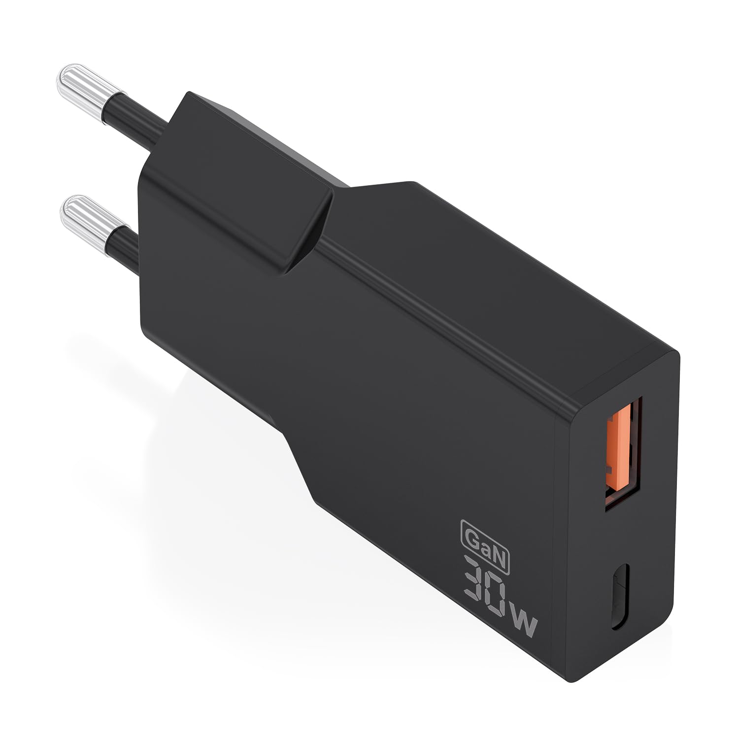 Cargador de Pared GaN Aisens A110-1005/ 1xUSB Tipo-C/ 1xUSB/ 30W/ Negro